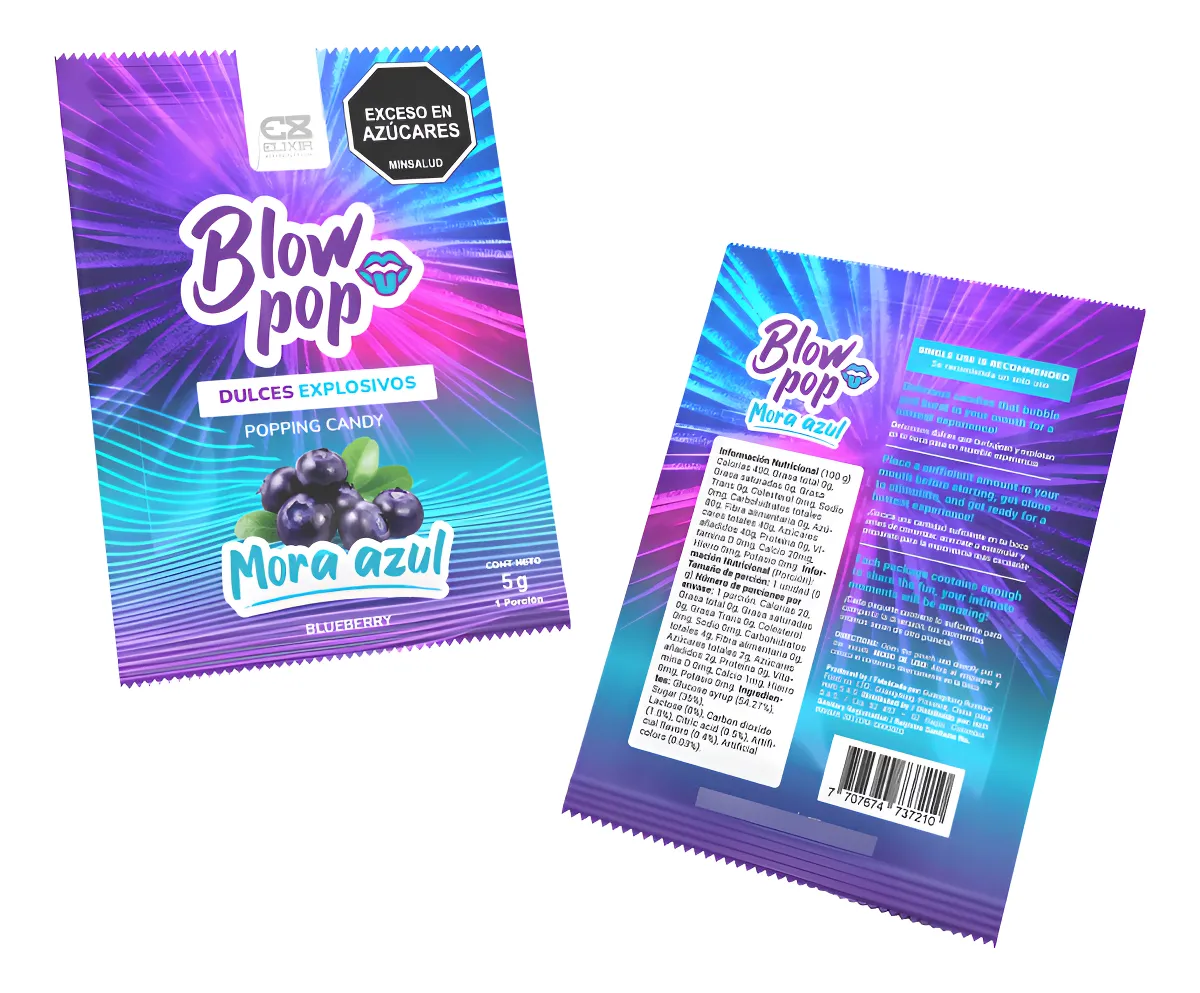 Blow pop dulce explosivo sabor mora azul 5 gr para sexo oral