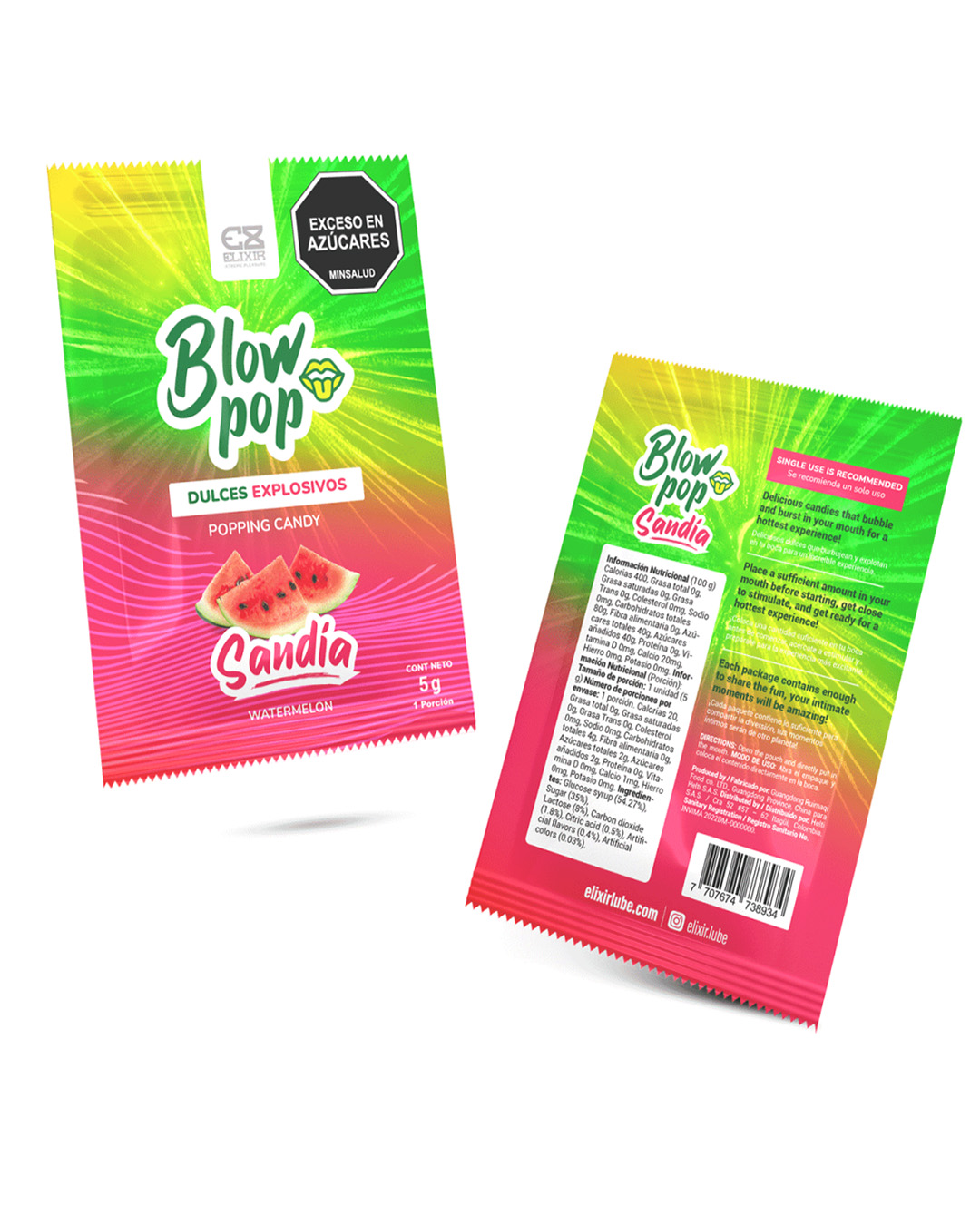 blow pop dulce explosivo sabor sandia 5 gr para sexo oral